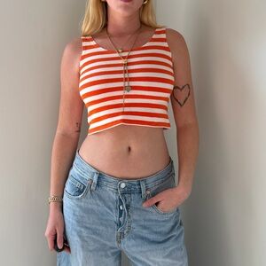 Vintage Dashers Orange & White Striped Crop Tank